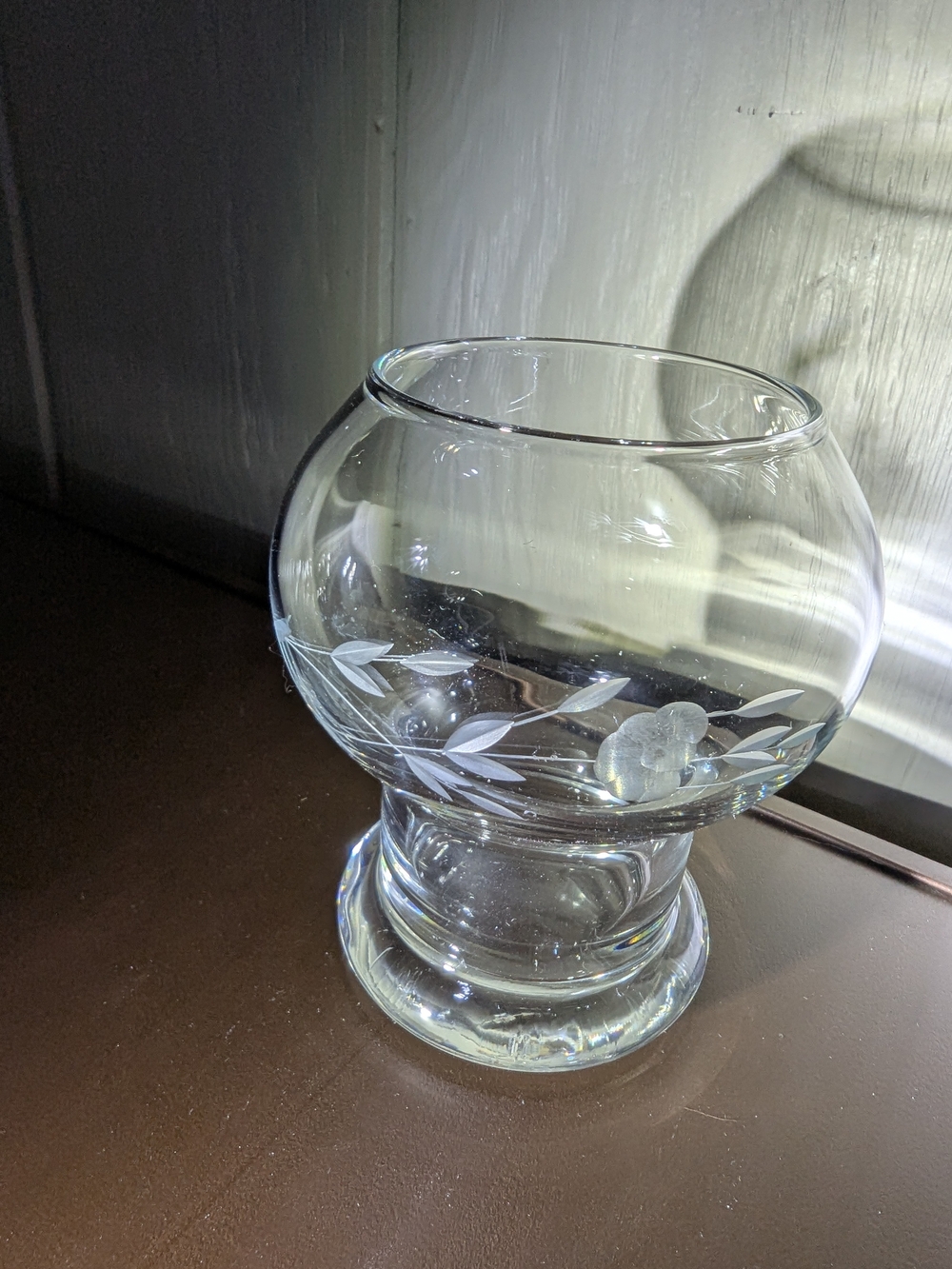 Princess House Vintage Votive Candle Holder with Etched Leaf Design - Clear